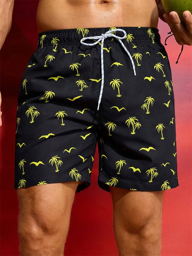 Herren-Boardshorts, Sommer, lässig, übergroß, Badehose, Kordelzug, elastisch, schnell trocknend, hawaiianische Strandshorts