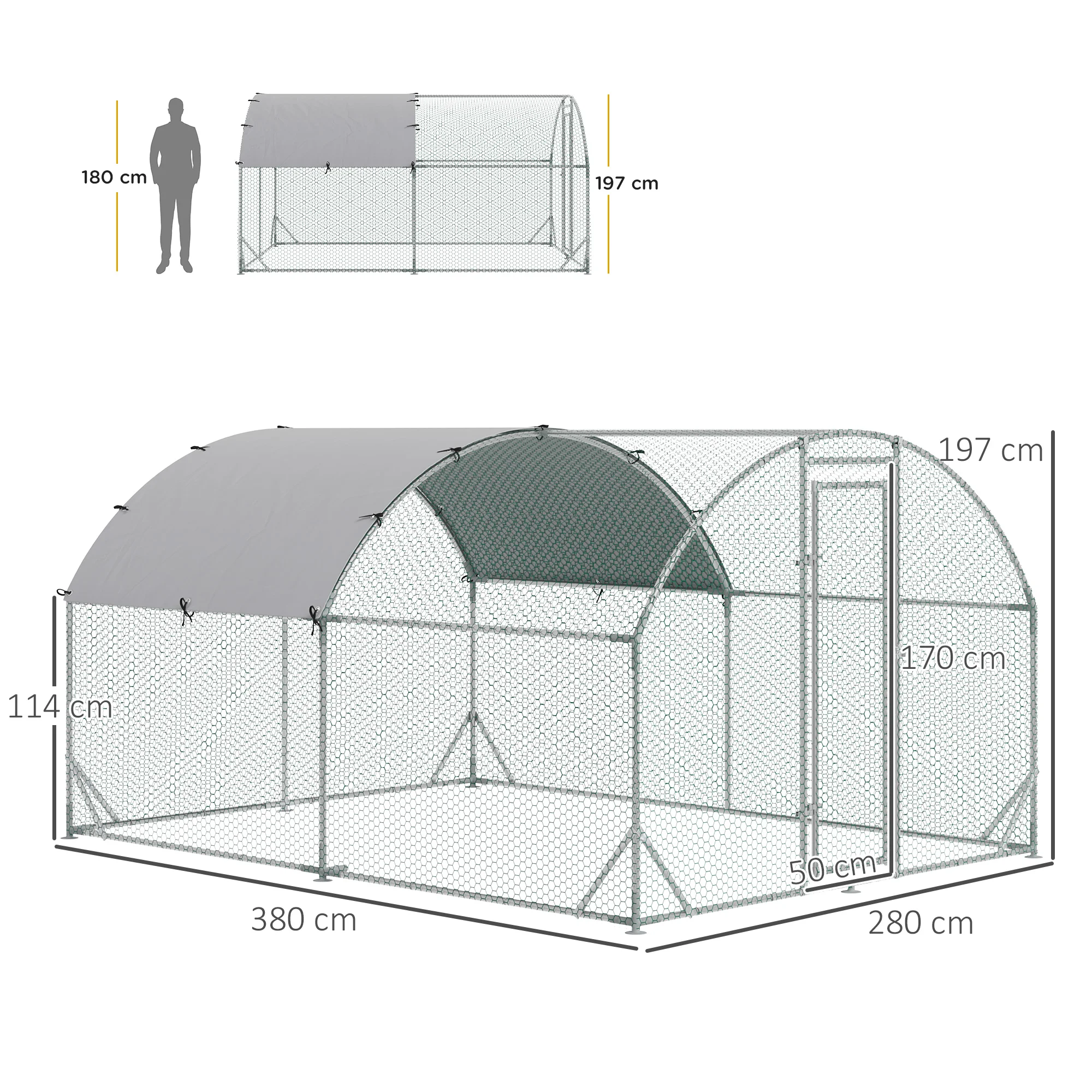 Gallinero de exterior grande para 8-12 gallinas 3x4x2 m - Plata PawHut en  Planeta Huerto