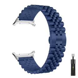 Premium Stainless Steel Adjustable Metal Band for Galaxy Watch Ultra - Elegant Wristband Accessory (Blue)