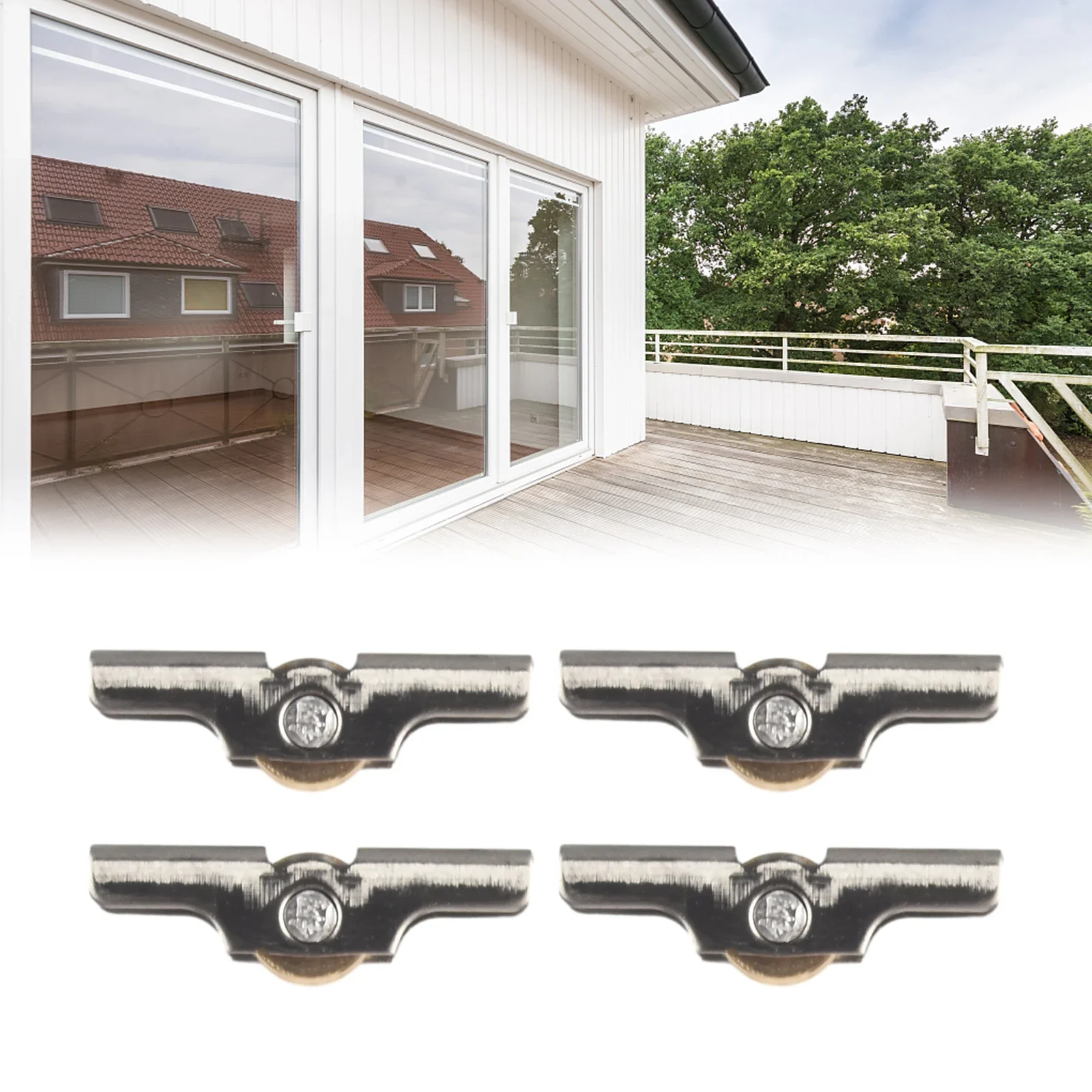 Sliding Door Roller Stainless Steel Window Pulley Glass Upperand Down Pulleys Wheel Sliding Door Roller Runner Mute Wheel Track Pulley Furniture