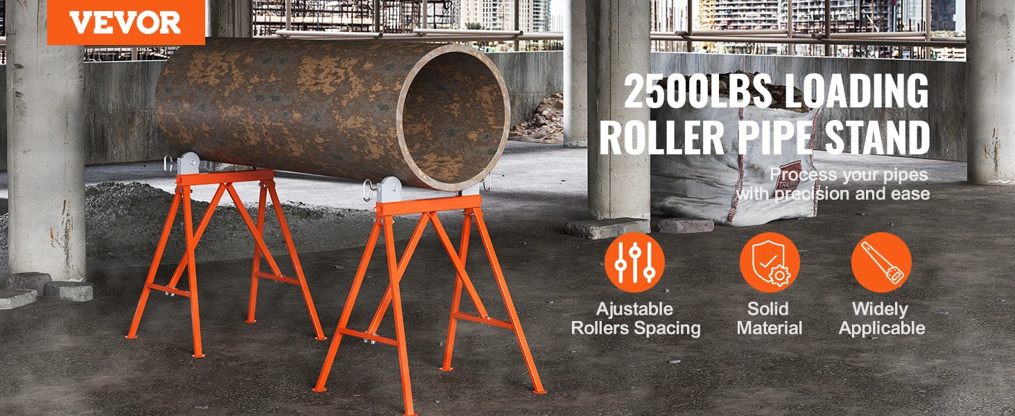 SucceBuy Pipe Stand with Roller Head Heavy Duty 2500LBS Load Capacity Suitable for 2-36 inches Pipe 45# Steel Roller for Welding