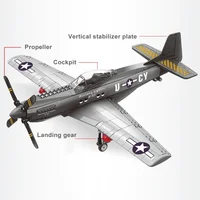 Military USA P-51 Mustang Fighter Jets Model Building Blocks Technical Aircraft Airplane MOC Weapons Bricks Toys for Adult Gifts 4