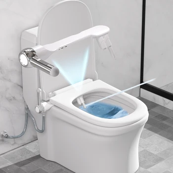 อุปกรณ์ฉีดชำระแบบพกพา หัวฉีดคู่ ไม่ใช้ไฟฟ้า สำหรับติดตั้งบนฝารองนั่งชักโครก ปรับแรงดันน้ำได้ 2 ระดับ ทำความสะอาดด้านหลังและด้านหน้า-ใช้ได้กับโถสุขภัณฑ์ส่วนใหญ่ 1