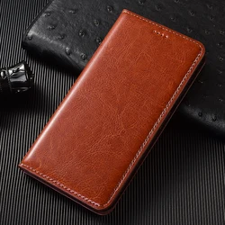 Premium Crazy Horse Genuine Leather Flip Phone Cover for Pixel 4A 4G (Brown)