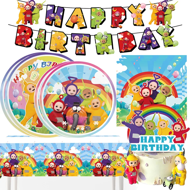 Teletu-bbies Party Supplies Baby Banner Cake Topper Disposable Tablecloth Balloon Kids Birthday Party Decoration Baby Shower birthday party supplies cake decoration toppers party supplies disposable tablecloth