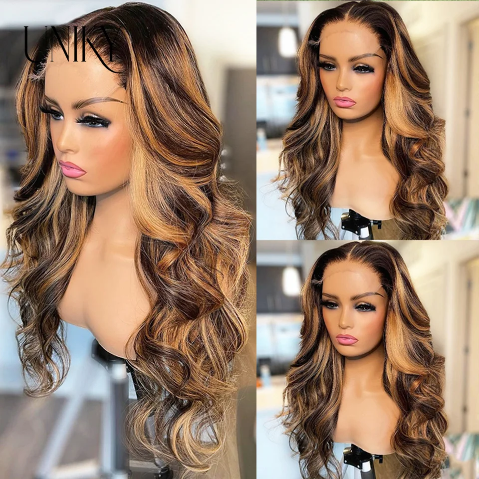 Ombre Hd Lace Front Human Hair Wigs Body Wave 13x4 Lace Frontal Human Hair Wig Glueless Blonde Front Wig For Black Women