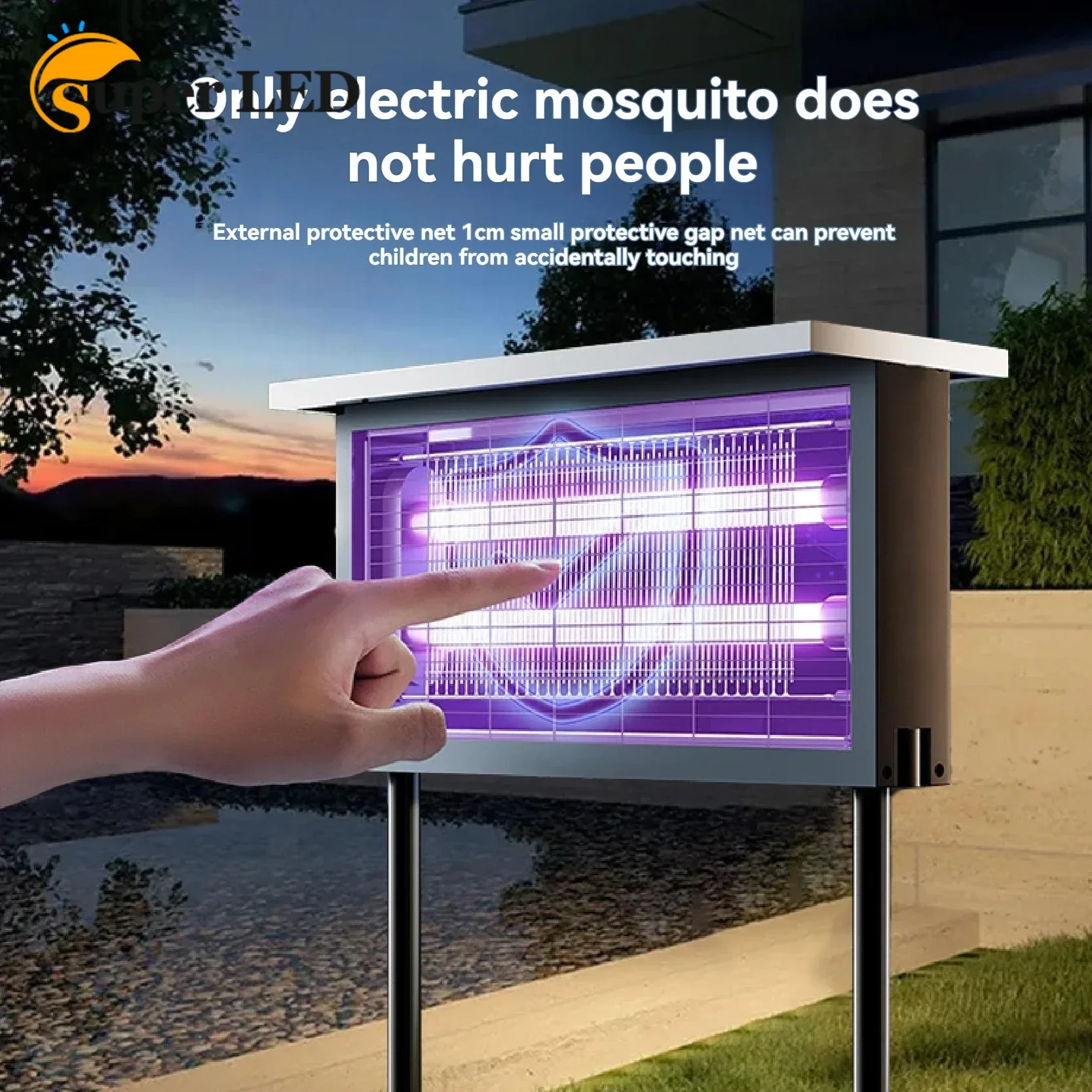 1pc Large Solar Mosquito Killing Lamp LED Square Fly Killer Outdoor Garden Lawn Lamp Mosquito Killing Trap