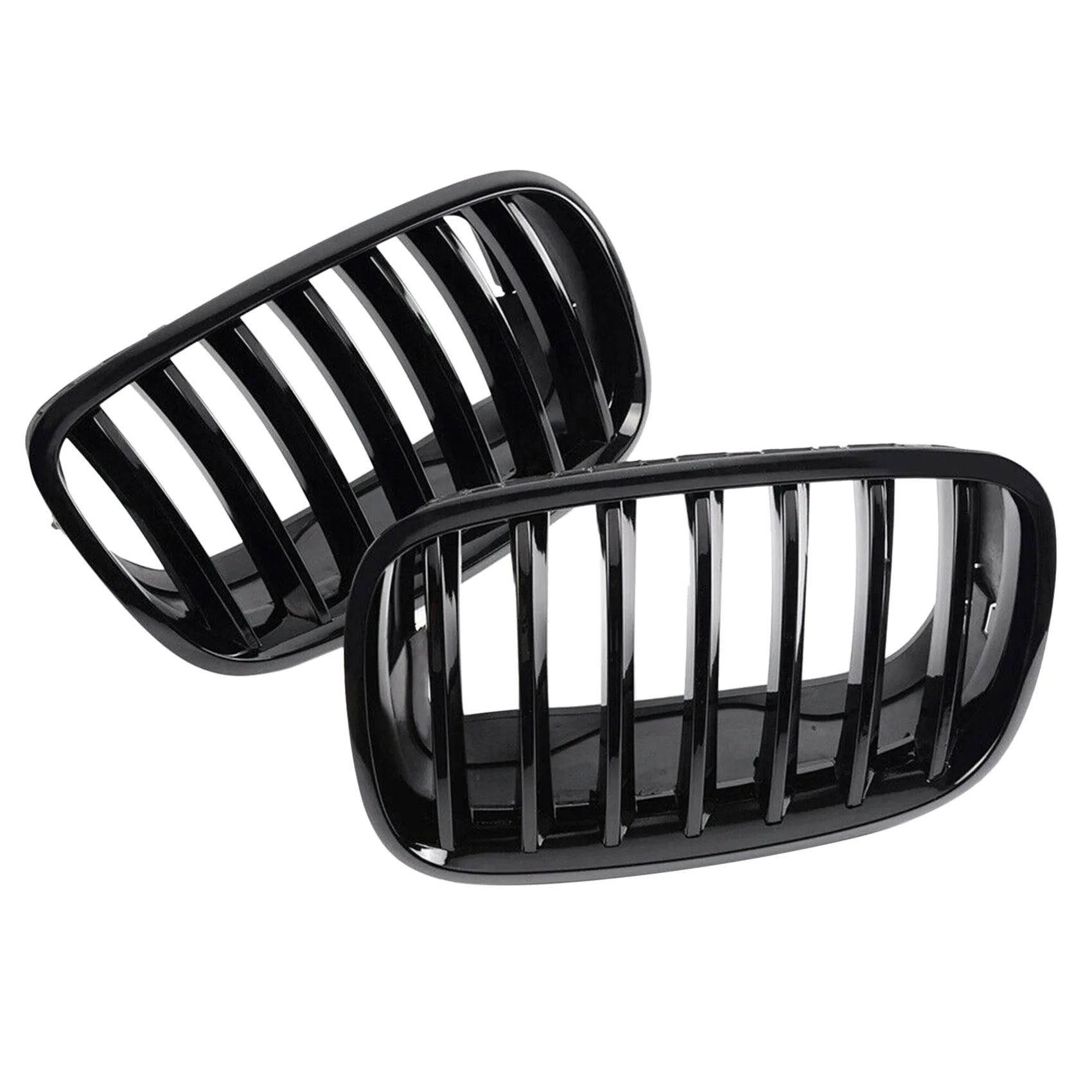 

Car Front Hood Kidney Sport Grills Glossy Black Pair For-BMW X5 X6 E70 E71