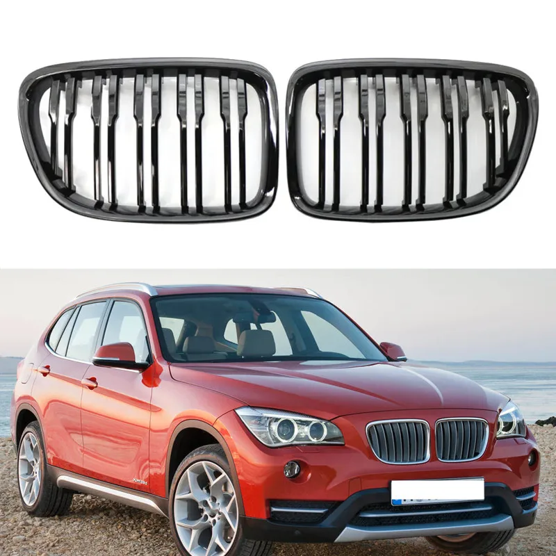 

Black Front Bumper Dual Slat Front Kidney Grill Grille For BMW X1 E84 2009-2015 sDrive 16i 18i 18d 20d 20i 28i xDrive 23d 25