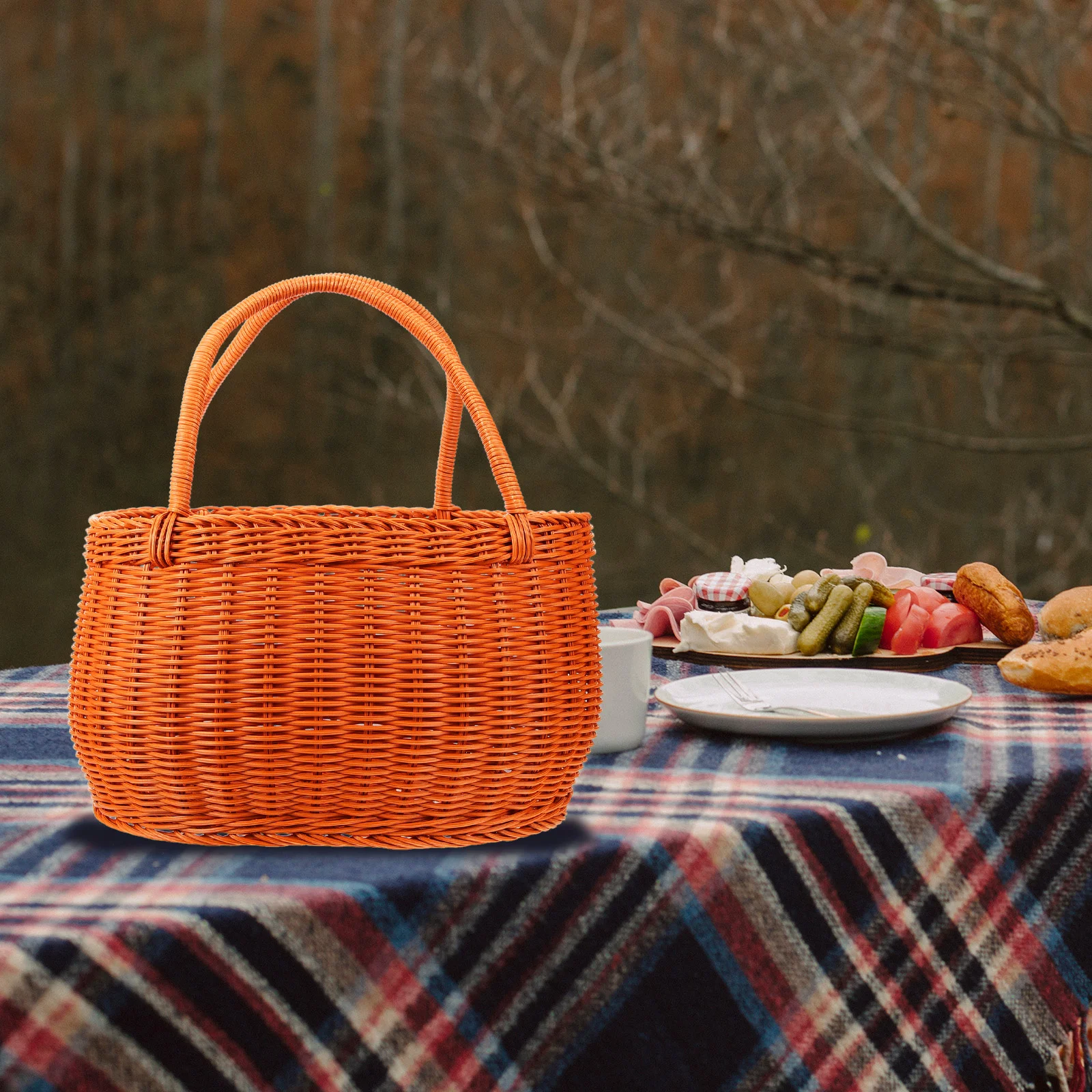 

Shopping Basket Picnic Breads Storage Woven Holder Fruit Container Baskets Party Fruits Plastic Snacks Flower