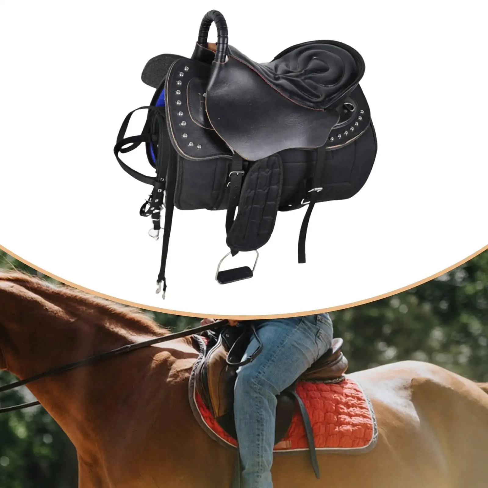 말 안장 세트 승마 장비 보호용품 내마모성 미끄럼 방지 실용적 간편 설치 쿠션 패드 말 장비 세트