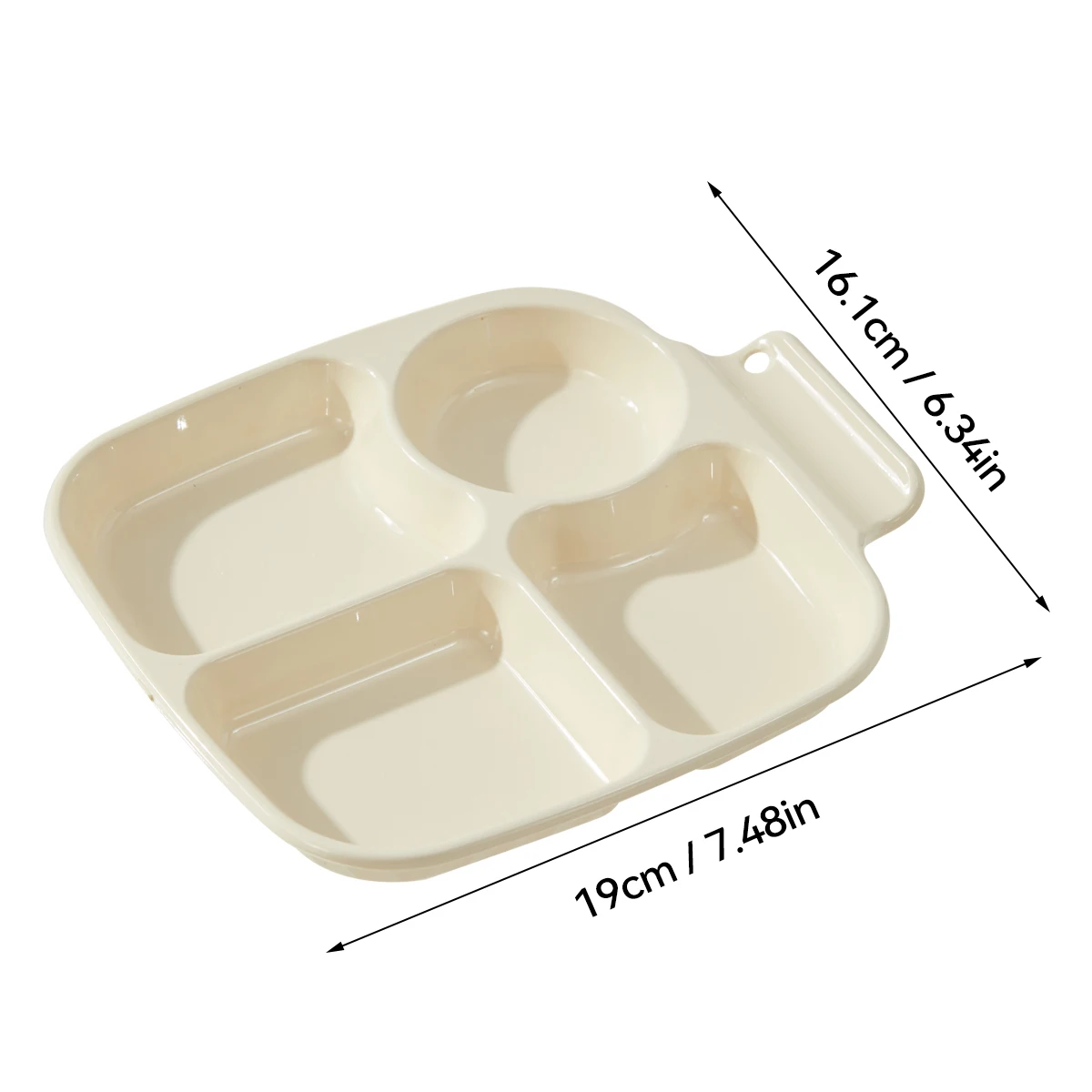4 Compartments Dinner Plate With Handle Divided Food Plate Dish Plastic Salad Kitchen Tableware