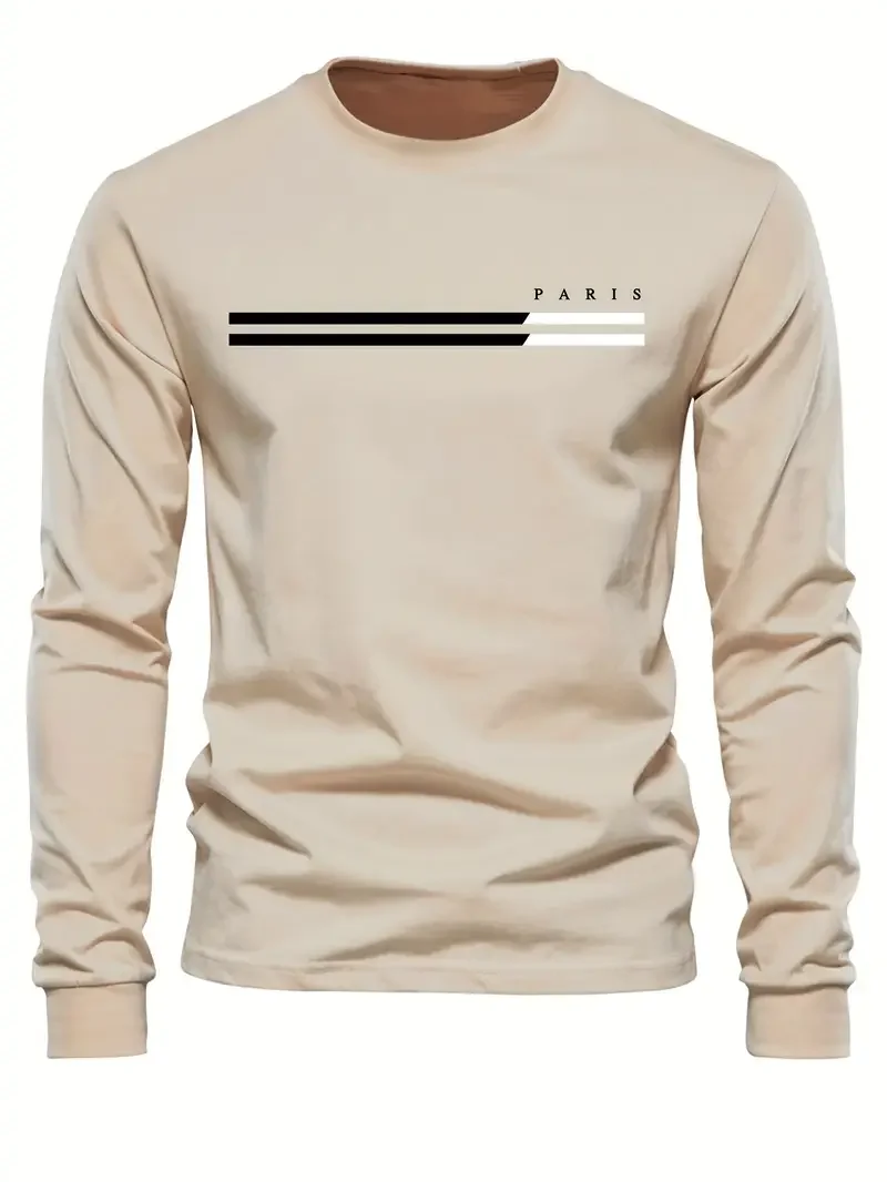 Comfortable Paris Letter Print Men's T-Shirt