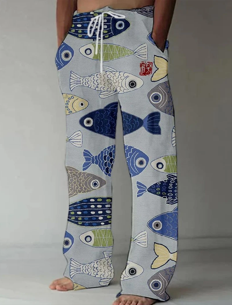 Summer men's thin new ink fish comfortable straight pants fashionable and comfortable striped men's thin pants hot selling men's