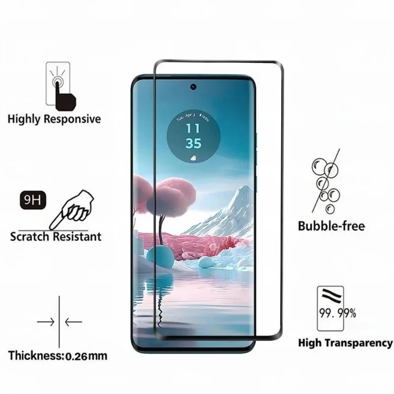 Premium Curved Tempered Glass Screen Protector with Camera Shield