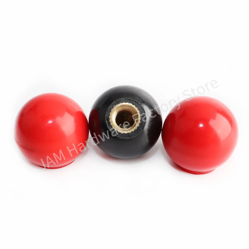 Furniture Knobs M4/M5/M6/M8/M10/M12/M16 Handle Ball Knob Machine Tool Replacement Round Handle Red Black Copper Phenolic Resin Ball