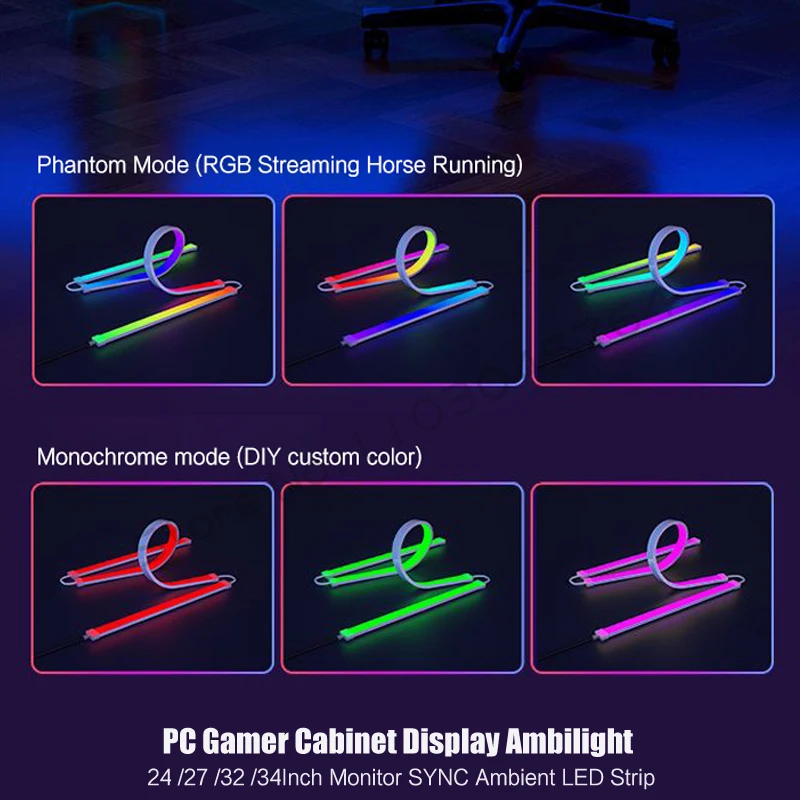 รูปสินค้า ไฟ Ambient Light RGB ของ Skydimo สำหรับจอคอมพิวเตอร์ตั้งโต๊ะ, ไฟ LED สำหรับตกแต่งห้องเล่นเกม 16 ล้านสี สำหรับจอแสดงผลขนาด 24 27 32 34 นิ้ว