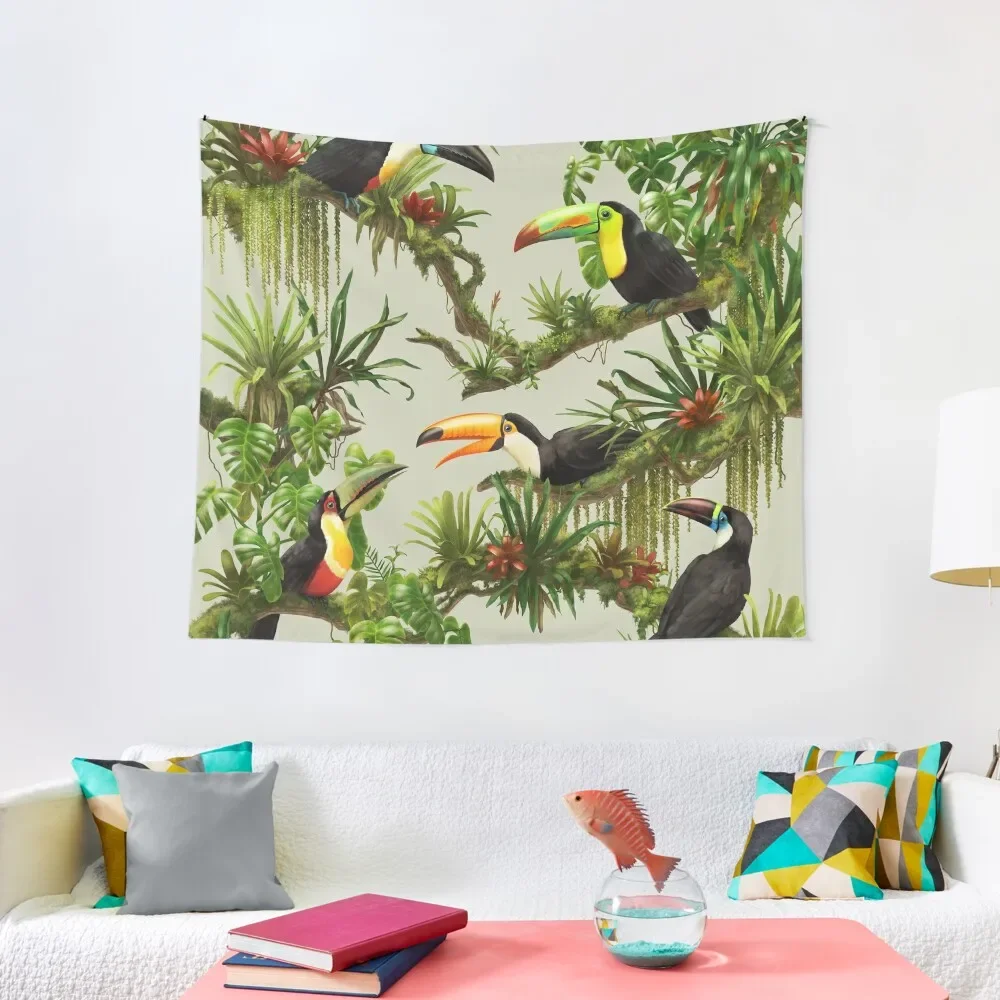 

Toucans and bromeliads - canvas background Tapestry Room Aesthetic Decoration Home Home Decorating Aesthetic Room Decor Tapestry