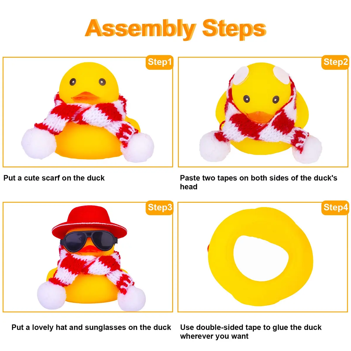 2 Set Rubber Duck Car Ornaments Yellow Duck Christmas Car Dashboard Decorations for Car Dashboard Accessories Holiday — view 3