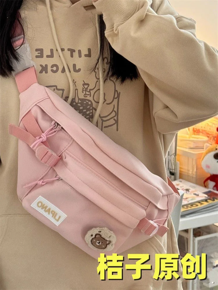 

Японские сумки через плечо в стиле Харадзюку, Женская нагрудная сумка унисекс, студенческие кошельки и сумочки, Женская поясная сумка