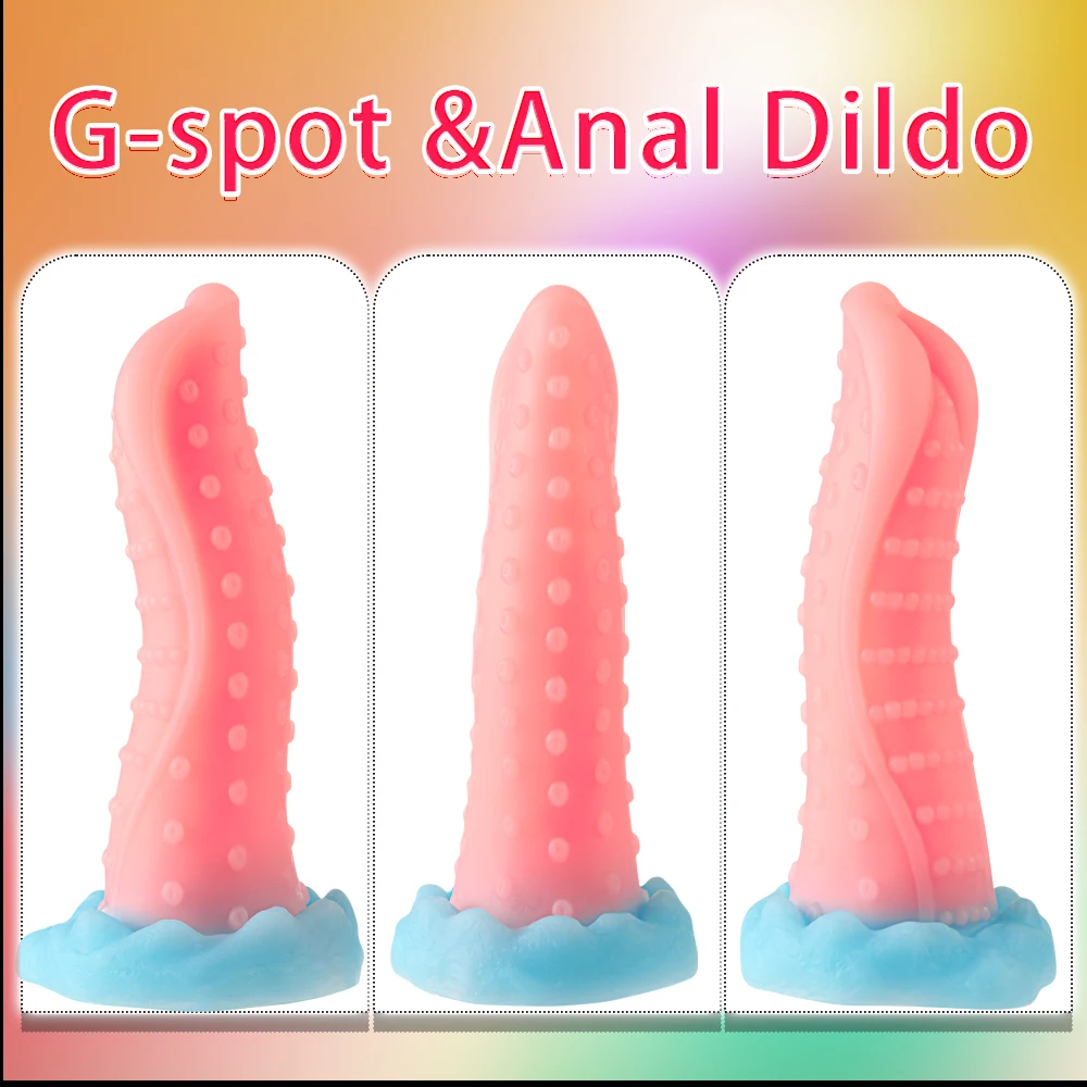 Švytinčių gyvūnų 8,6 colio realistiškas dildo analinis kamštelis suaugusiems ir vyrams, šviečiantys dildo su siurbimo puodeliais_voghion.com