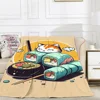 Fluffy Plaid Sushi Cat Character Blanket for Sofas Bed Blankets for Decorative Sofa Designer Throw Blanket King Size Beach Towel 1