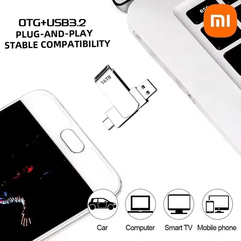 Xiaomi 16TB 2TB 512GB High-Speed USB Flash Drive 3.2 Metal Pen Drive Waterproof Type-C USB Pen Computer flash drive