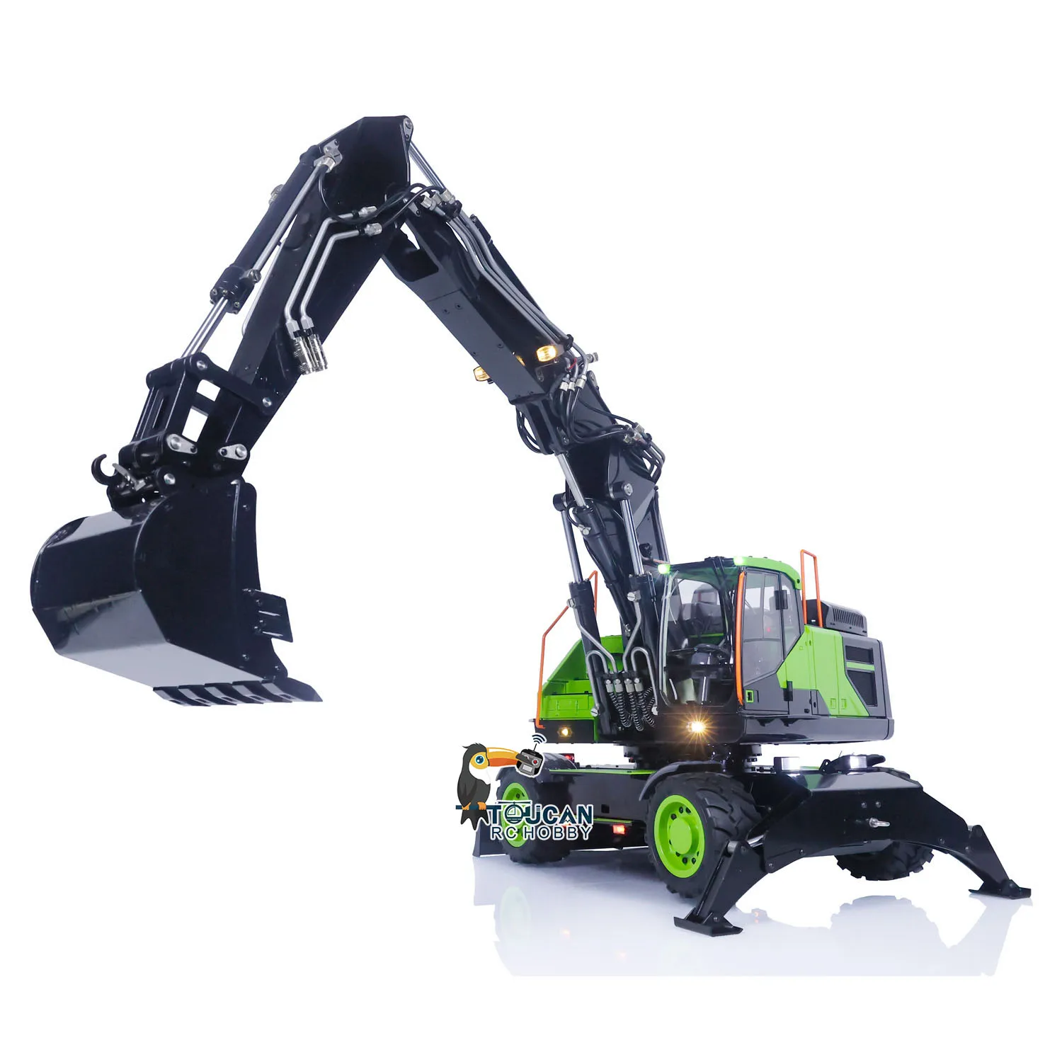 EC380 1:14 RC Hydraulic Excavator RTR Wheeled Remote Control Digger Ripper Clamshell Bucket Construction Truck Model For Aduit 4