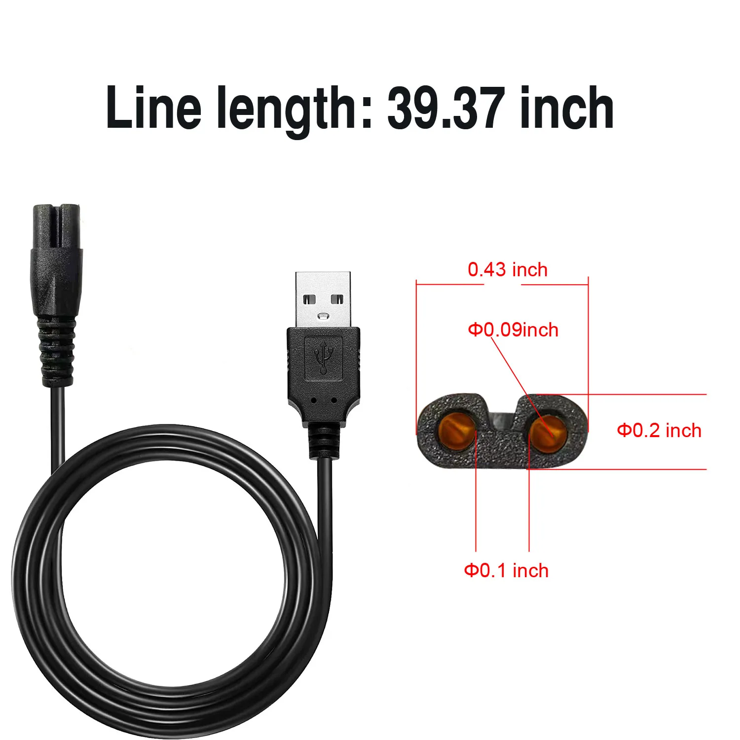 WAHFOX Head Shaver Charger Cord USB Cable Shaver Power Cord Replacement Fit Freedom Grooming