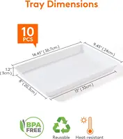 Serving Tray Plastic for Party, Platters for Serving Food, White Food Tray for Snacks, Food, Cookies 1