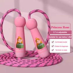 Children's Adjustable Cartoon Skipping Rope with Natural Wooden Handles (Rose Infanta)