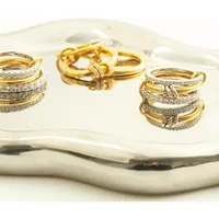 Gold Stackable Rings for WomenDainty 18k Gold Plated CZ Rings,Silver and Gold Rings Set,Multi-Link Connected Rings 2
