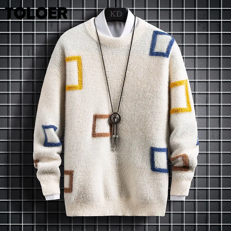 

New Winte Top Quality Cashmere Sweater Men Thick Warm Pullover Male Pullover Sweaters Keep Warm Pull Homme Fashion Knitwear