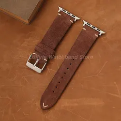 Luxurious Suede Leather Watch Strap Bracelet - 42(S123) 44 45 46 49 (Dark Brown)