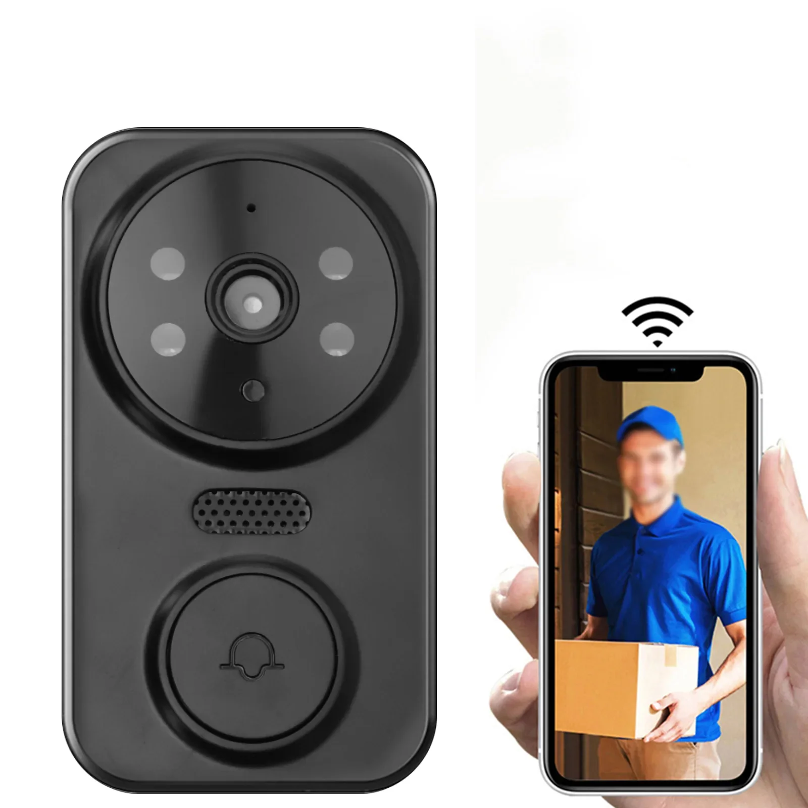 Smart Wireless Remote Video Doorbell Remote Doorbell Noise-Canceling Mic APP Controlled Automatic Working Charging Cable