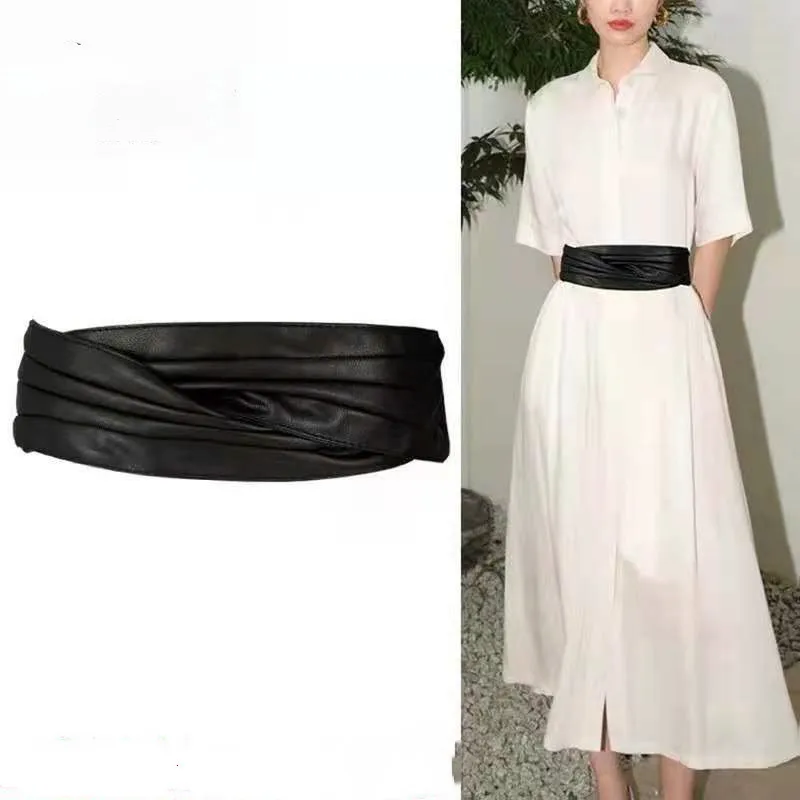 

7cm Sheepskin Women Wide Belt Elastic Soft Hook&Loop Cummerbund