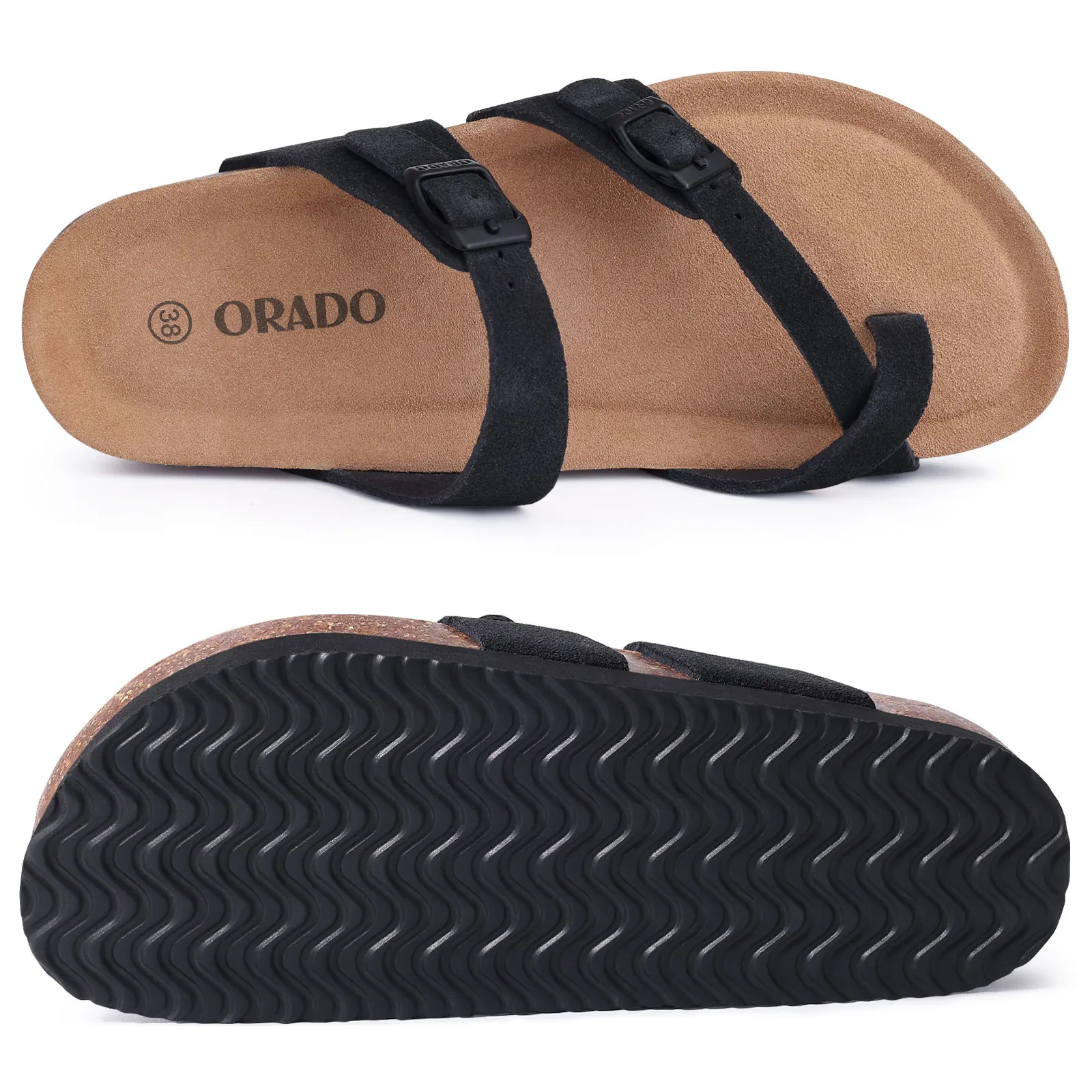 Comwarm Classic Cork Sandals For Women Fashion Thick Soles Beach Sandals Cozy Casual House Flats Slippers With Adjustable Buckle 10 S02bab1ee08ea429dae4f87b720674164j