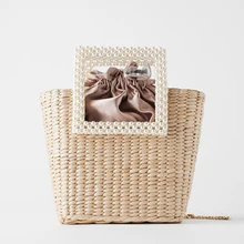 

Luxury Pearl Handle Straw Bag Handbags Women Bags Designer Rattan Beach Bags for Women 2022 Travel Chains Shoulder Crossbody Bag