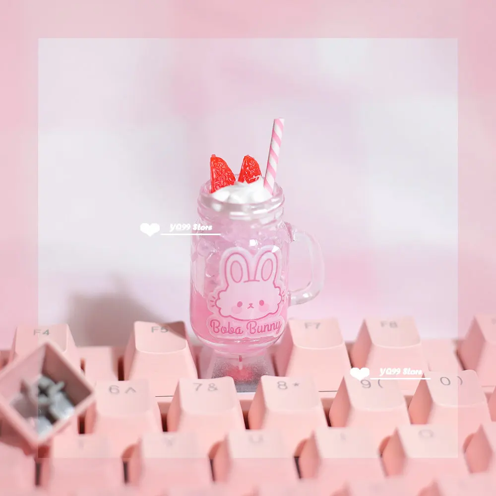 Personalizado Bonito Sobremesa Sorvete Copo Keycap Teclado Mecânico Tridimensional Kawaii Keycaps Menina Rosa r4 Keycap Peças - Imagem 2