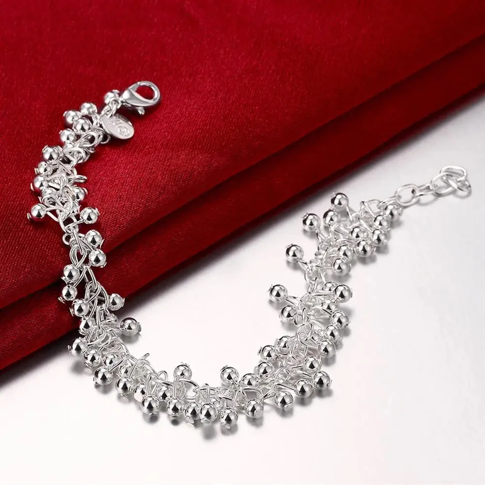 925 Sterling Silver Jewelry Set Grape Beads Necklace Earrings Bracelet Rings for Women Fashion Party Wedding Gift jewelry set,silver jewelry,silver jewelry set