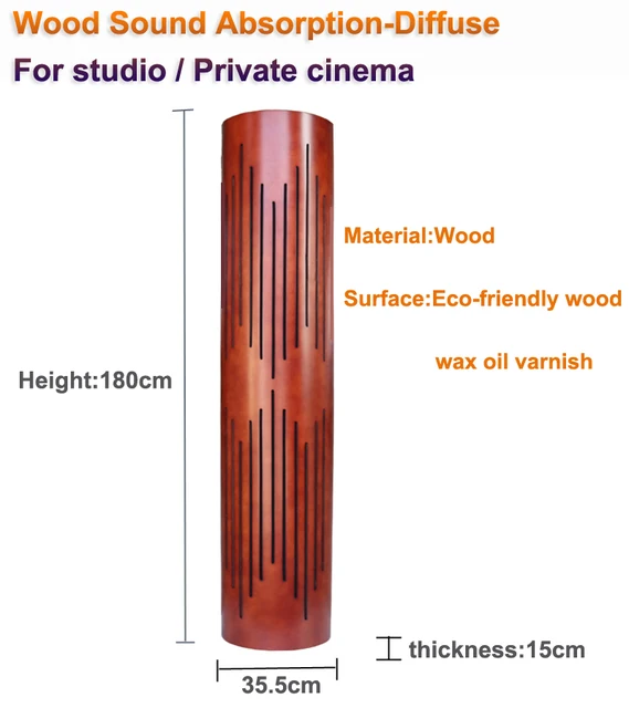 โมดูลแผงอะคูสติกโค้งเชอร์รี่สีแดง - เครื่องกระจายไม้กับดักเบสความถี่สําหรับการดูดซับเสียง เหมาะสําหรับสตูดิโอบันทึกเสียง 1