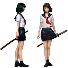 

Resin Figure Unpainted Model Kit Anime Garage Kit Action Figure 1/8 Female High School Student Figure GK With Weapons