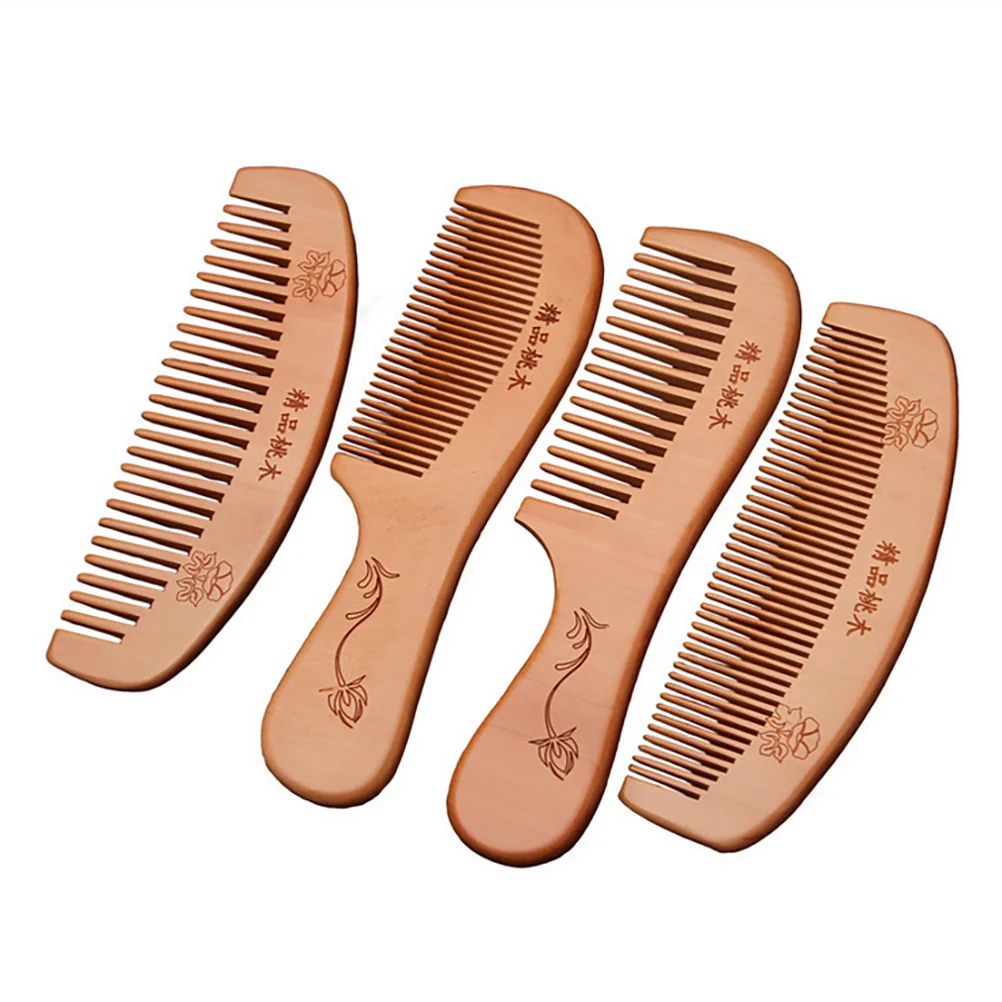 

4 Pcs Hair Teasing Comb Fine Dressing Hairdressing Portable Combs Scalp Massager Anti-static Wooden