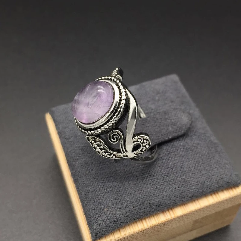 HuiSept Vintage 925 Silver Ring Amethyst Gemstone Flower Shaped Fashion Jewellery Rings Female Wedding Party Gift silver ring silver rings gemstone ring