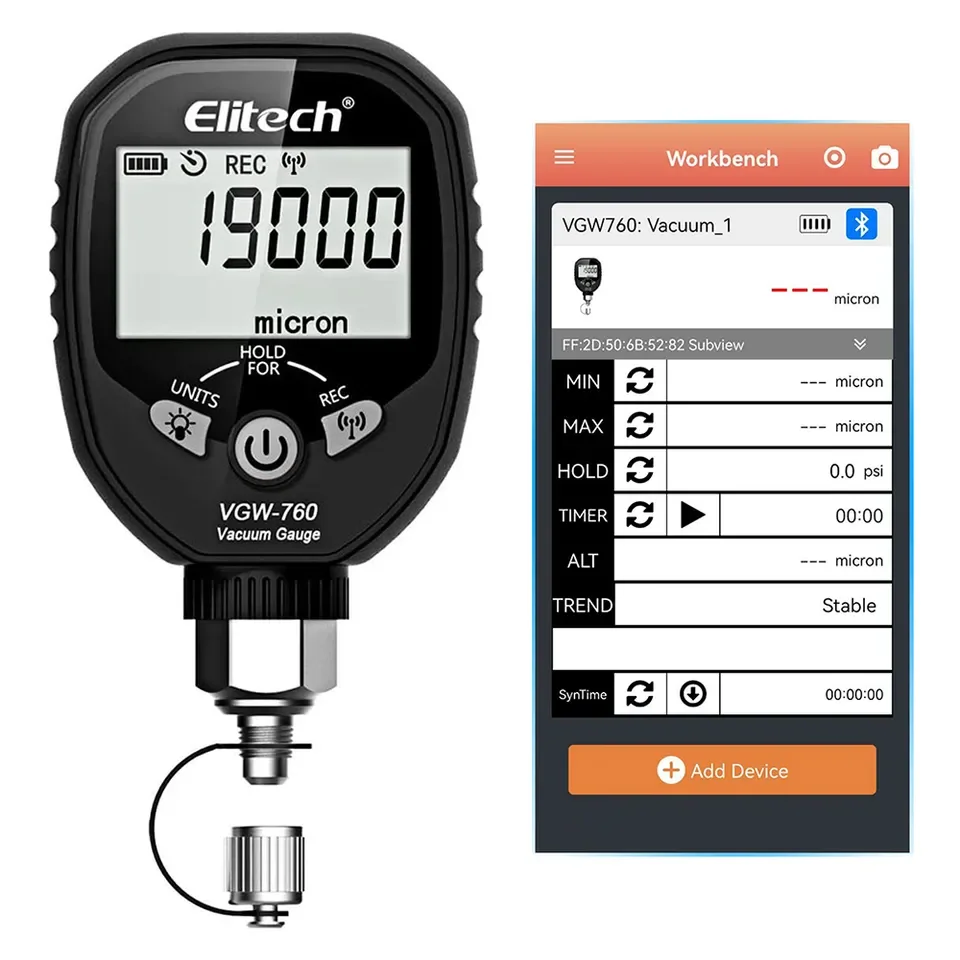 VG64 Digital Vacuum Gauge - 0-19000 Microns Range For HVAC & Refrigeration | High Accuracy Handheld Micron Meter