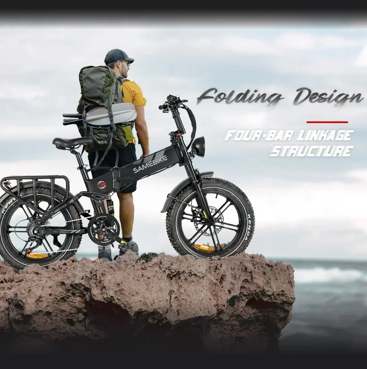 SAMEBIKE RS-A02 E-bike motor 1200W Lithium battery 48V17AH Hydraulic Brake e-bike Folding 20inch shock absorption Electric bike