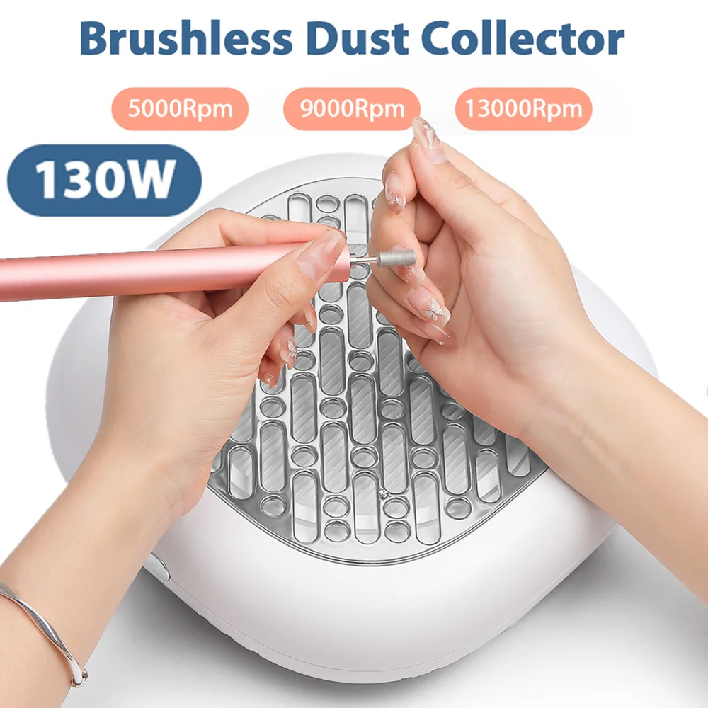 

130W Super Suction Brushless Nail Dust Collector Powerful Nail Dust Extractor Nail Art Manicure Fan Vacuum Cleaner With 2 Filter