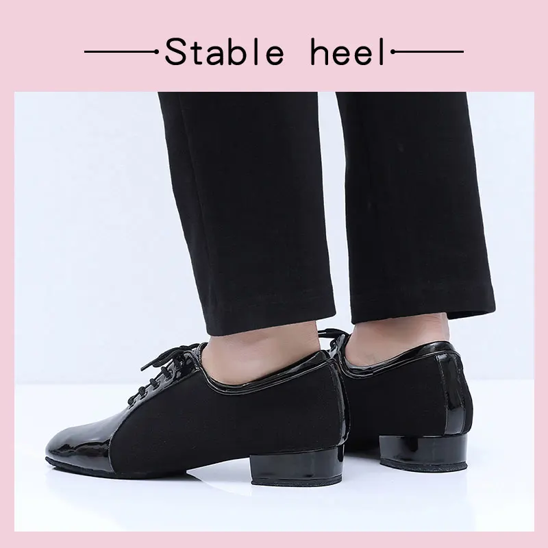 Latin Dance Shoes for Men Boy Ballroom Modern Tango Jazz Dancing Performance Shoes Boy Salsa Teachers Training Shoes Medium Heel 3