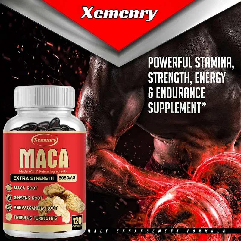 Xemenry Maca Capsules Contain Ashwagandha Root Ginseng Root Tribulus Terrestris and Other Extracts Supplement ginseng supplement muscle supplement