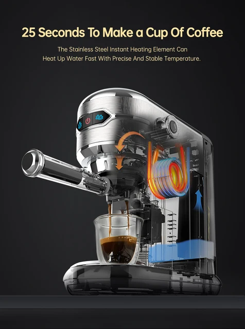 HiBREW Barista Pro 19Bar Bean Grinder Steamer Espresso Coffee Machine –  TheWokeNest